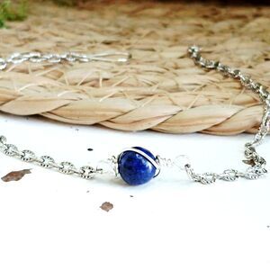 Lapis Lazuli Crystal Bracelet Anklet, Gemstone Jewelry Accessories 9"